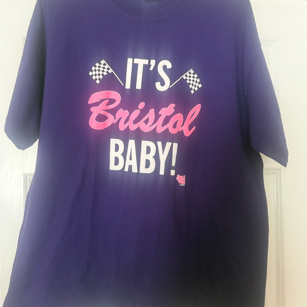 Bristol Motor Speedway Tennessee Purple t shirt size large. “It’s Bristol Baby”